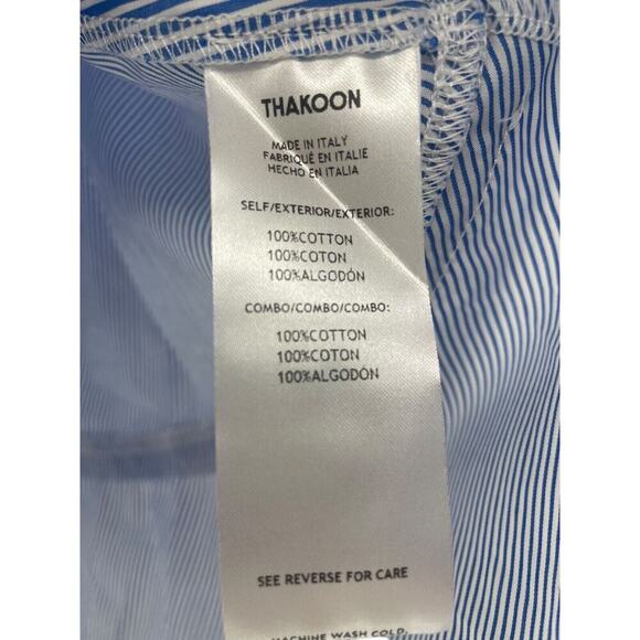Thakoon Womens Blue White Striped Peplum Cinched Waist Blouse Sleeveless Size L - Picture 8 of 15